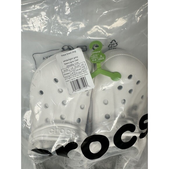 Size M10/W12 Crocs Baya Lined Clog Slip On White/Grey 205969-11H NEW - Picture 7 of 7
